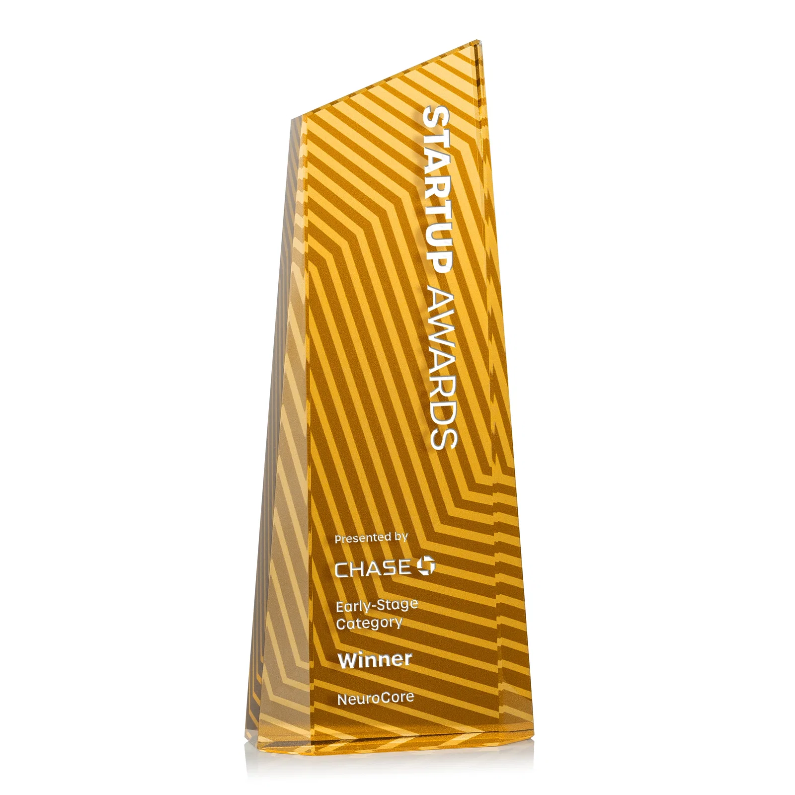 Custom engraved Optical Crystal Tower Award, Geometric Lines in Nine Bold Colors, awards for service anniversary gifts