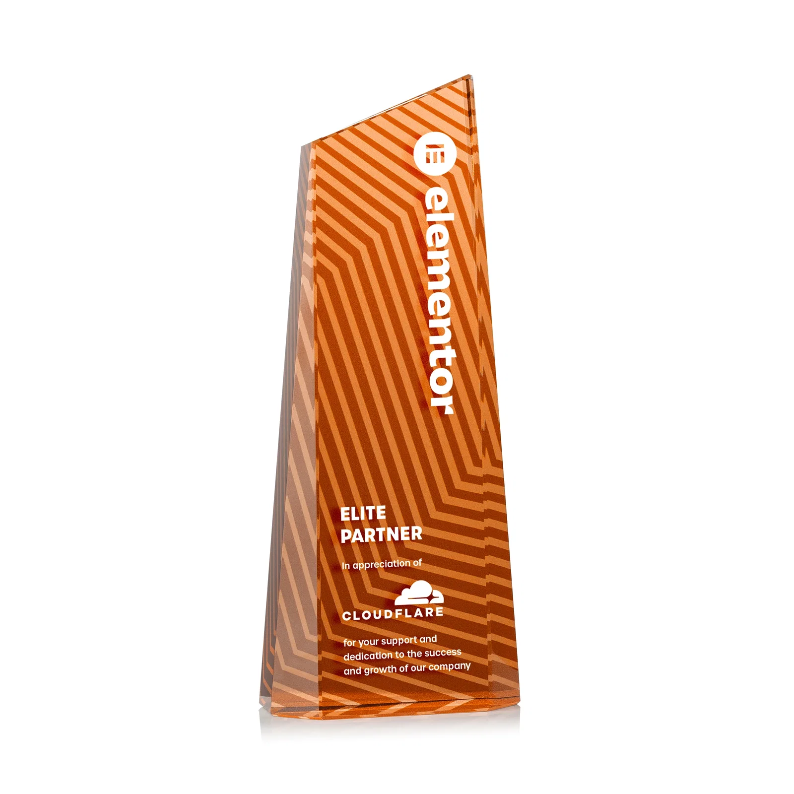 Custom engraved Optical Crystal Tower Award, Geometric Lines in Nine Bold Colors, awards for safety achievement programs