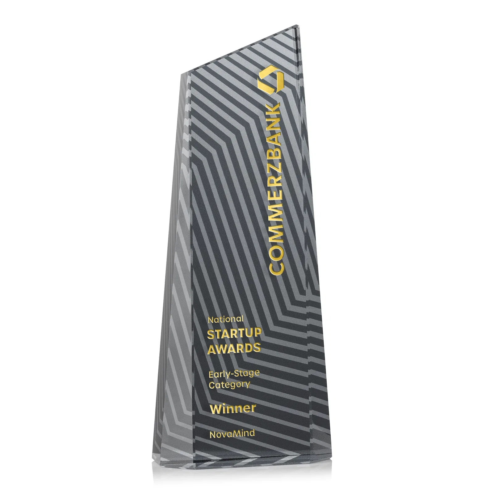 Custom Optical Crystal Tower Award, Geometric Lines in Nine Bold Colors, awards for safety achievement programs