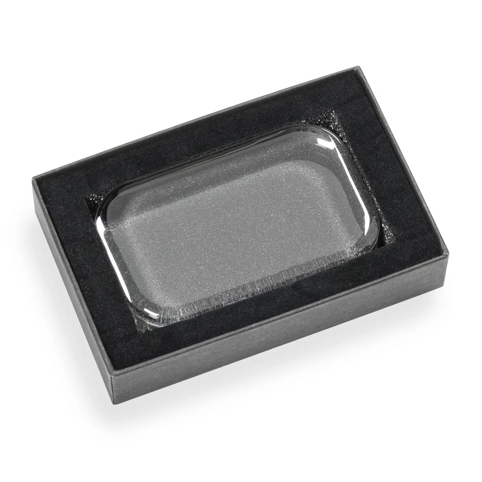 Custom Rounded-Corner Rectangle Starfire Crystal Paperweight, 3.5" or 4.25", client appreciation gift for donor appreciation
