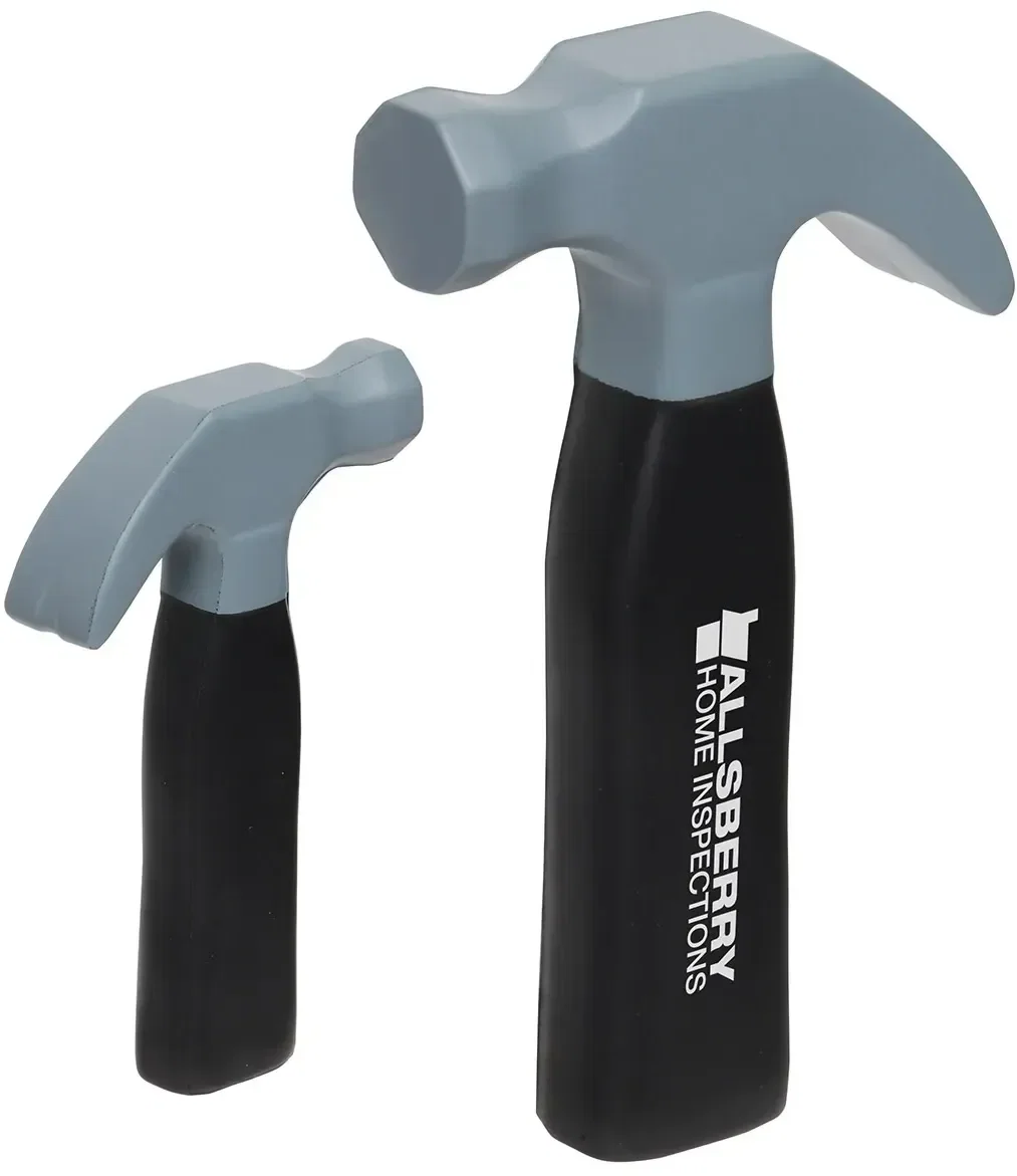 Promotional Hammer Stress Reliever, close-up of the imprint area on the molded claw hammer