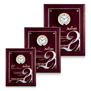 Rosewood Plaque Clock With Starfire Crystal Plate, Desk or Wall