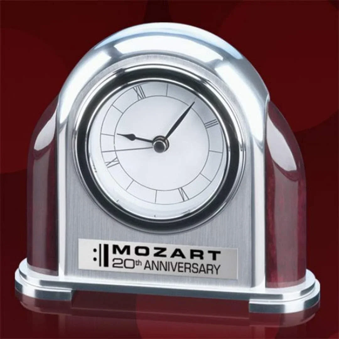 Custom Small Mantle Clock With Full-Color Sublimation Plate for employee recognition