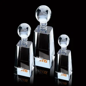 Optical Crystal Monolith Award with Twisting Bevels and Globe Top