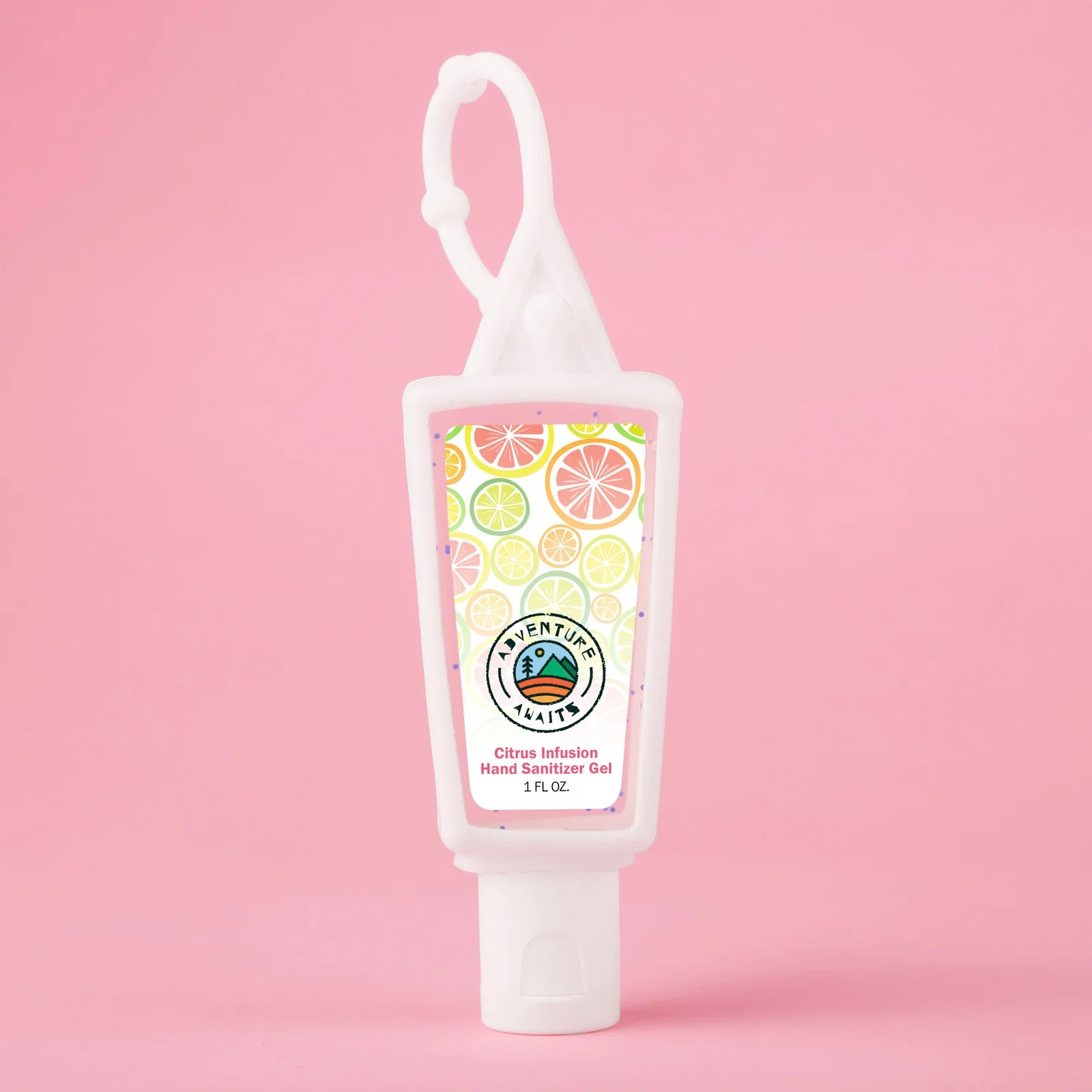 Hand Sanitizer Gel With Moisture Beads: 1 oz Triangle Bottle with Carabiner
