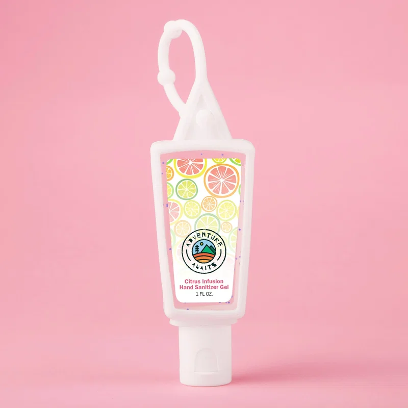 Hand Sanitizer Gel With Moisture Beads: 1 oz Triangle Bottle with Carabiner