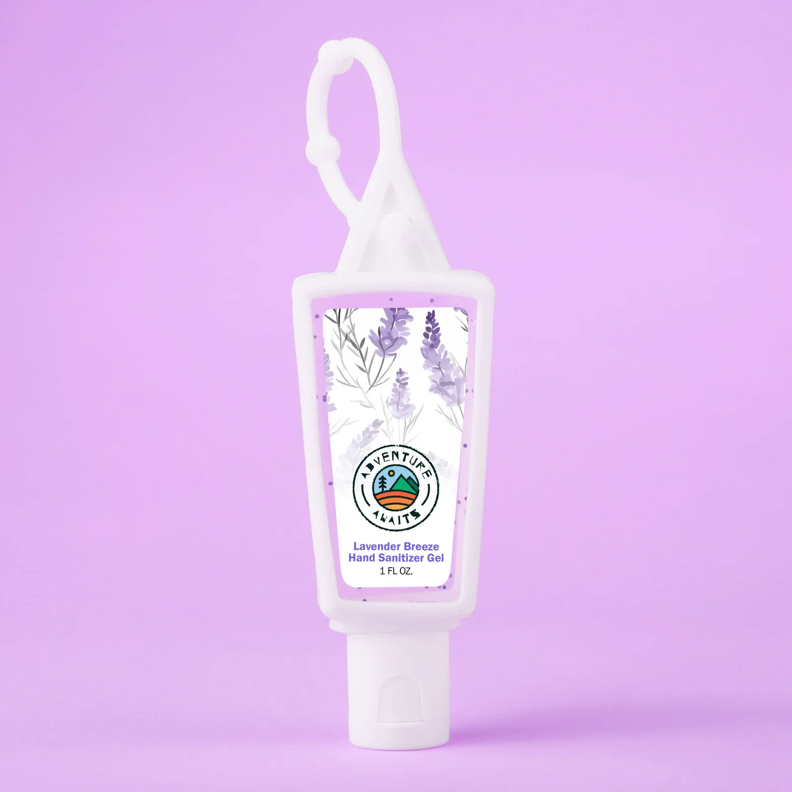 Hand Sanitizer Gel With Moisture Beads: 1 oz Triangle Bottle with Carabiner — view 2
