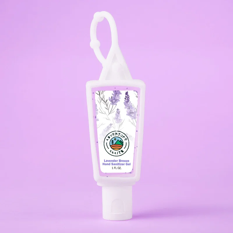 Hand Sanitizer Gel With Moisture Beads: 1 oz Triangle Bottle with Carabiner — view 2