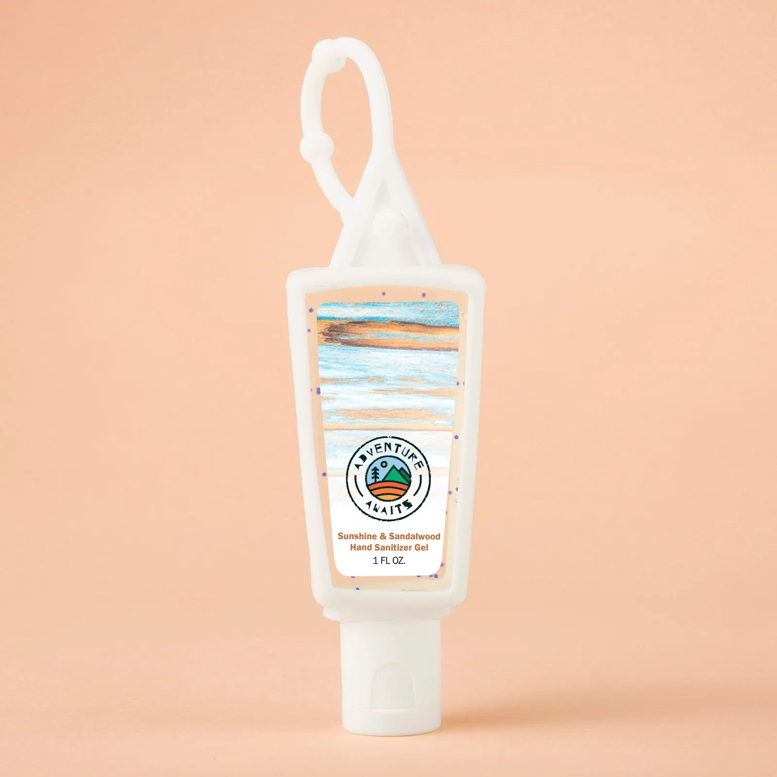 Hand Sanitizer Gel With Moisture Beads: 1 oz Triangle Bottle with Carabiner — view 3
