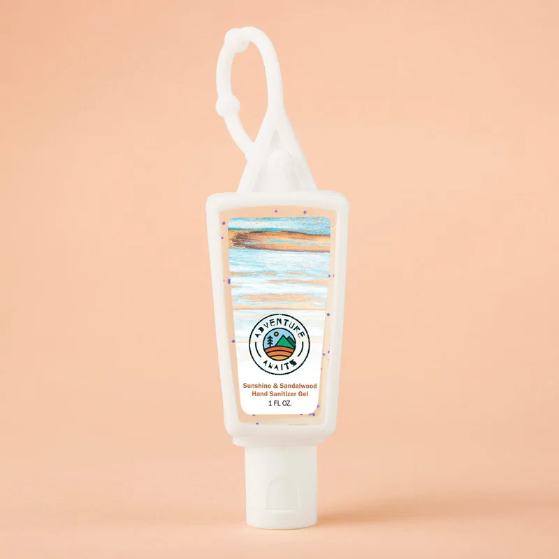 Hand Sanitizer Gel With Moisture Beads: 1 oz Triangle Bottle with Carabiner — view 3