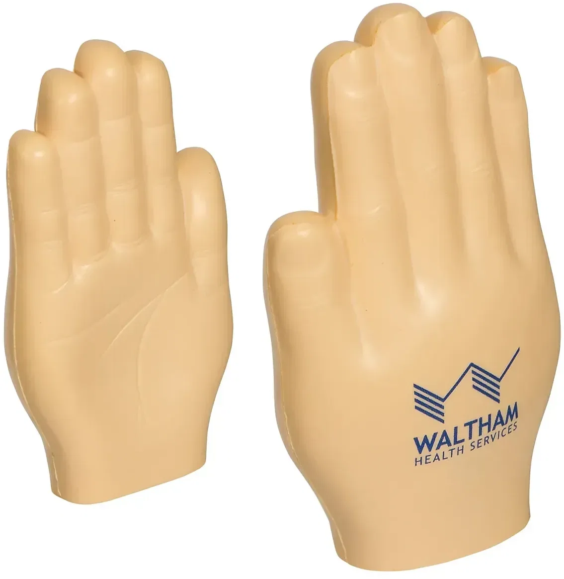 Open-hand custom stress reliever, branded promotional squeeze toy for logo giveaways