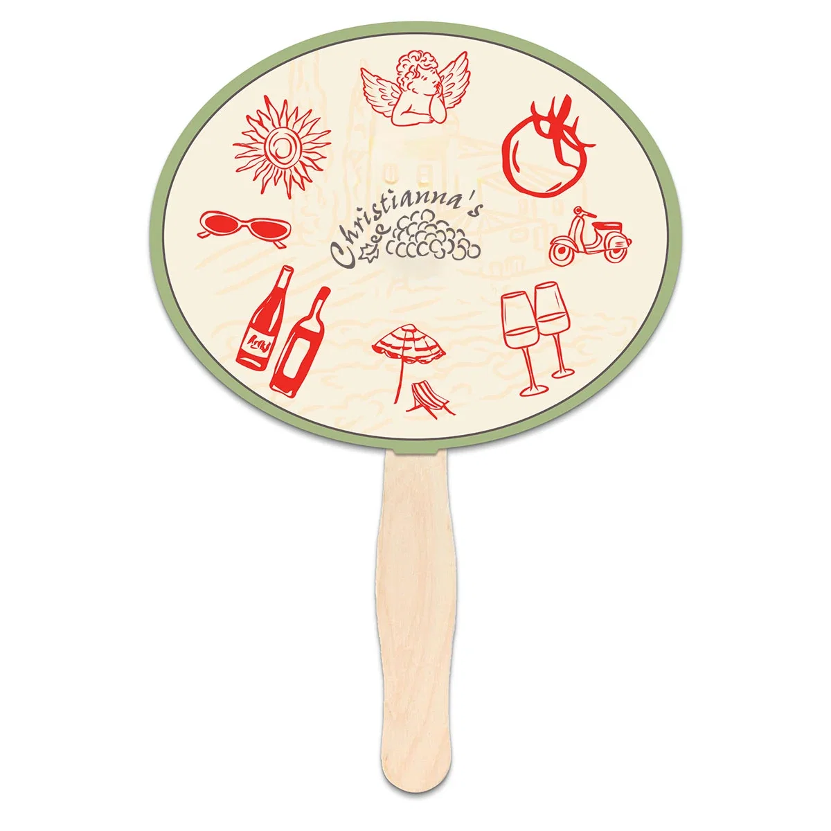 Reverse side of the round fan, blank for a logo