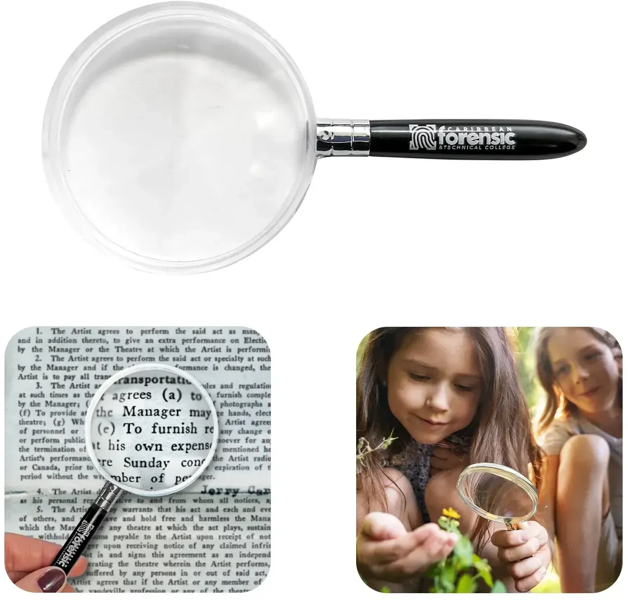 Custom Branded Magnifying Glass held in hand