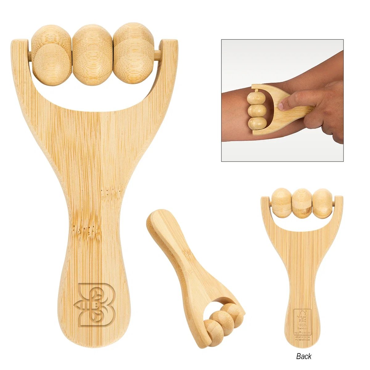 Grip handle of the compact muscle massager held in hand