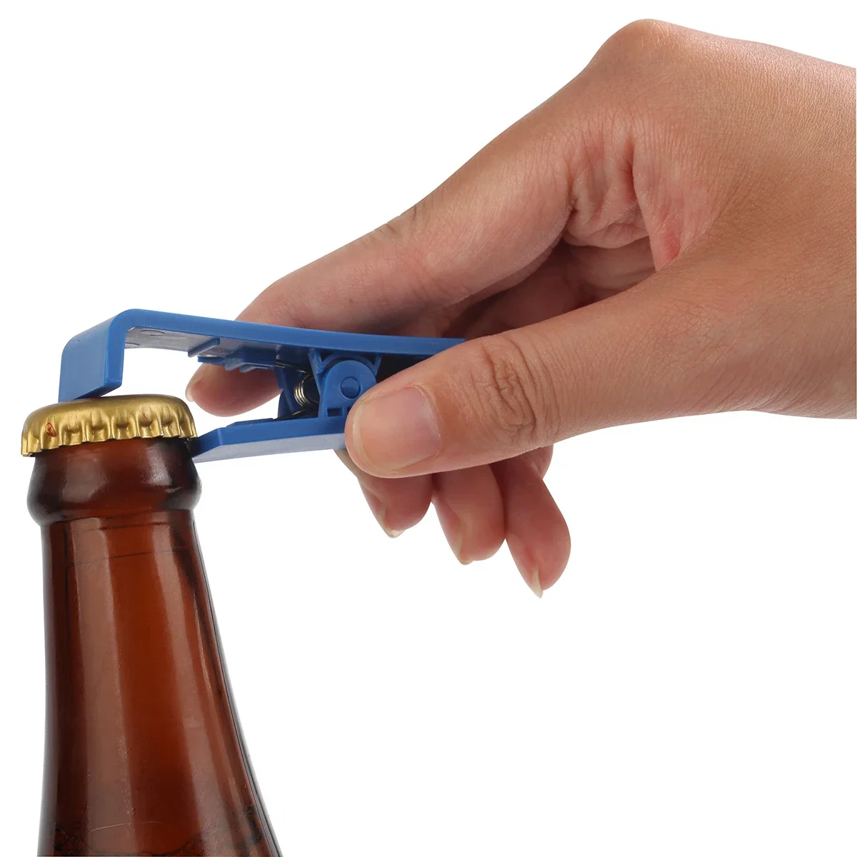 Handy Clip with Built-In Phone Stand & Bottle Opener in use