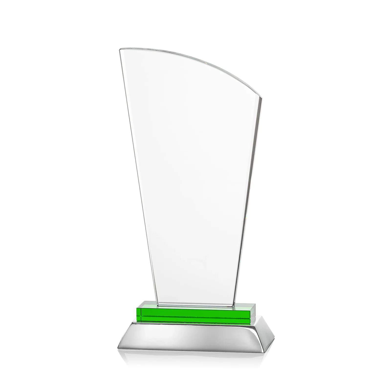 Branded Starfire Crystal Arched-Peak Award, Blue and Aluminum Double Base, metal awards for retirement presentations