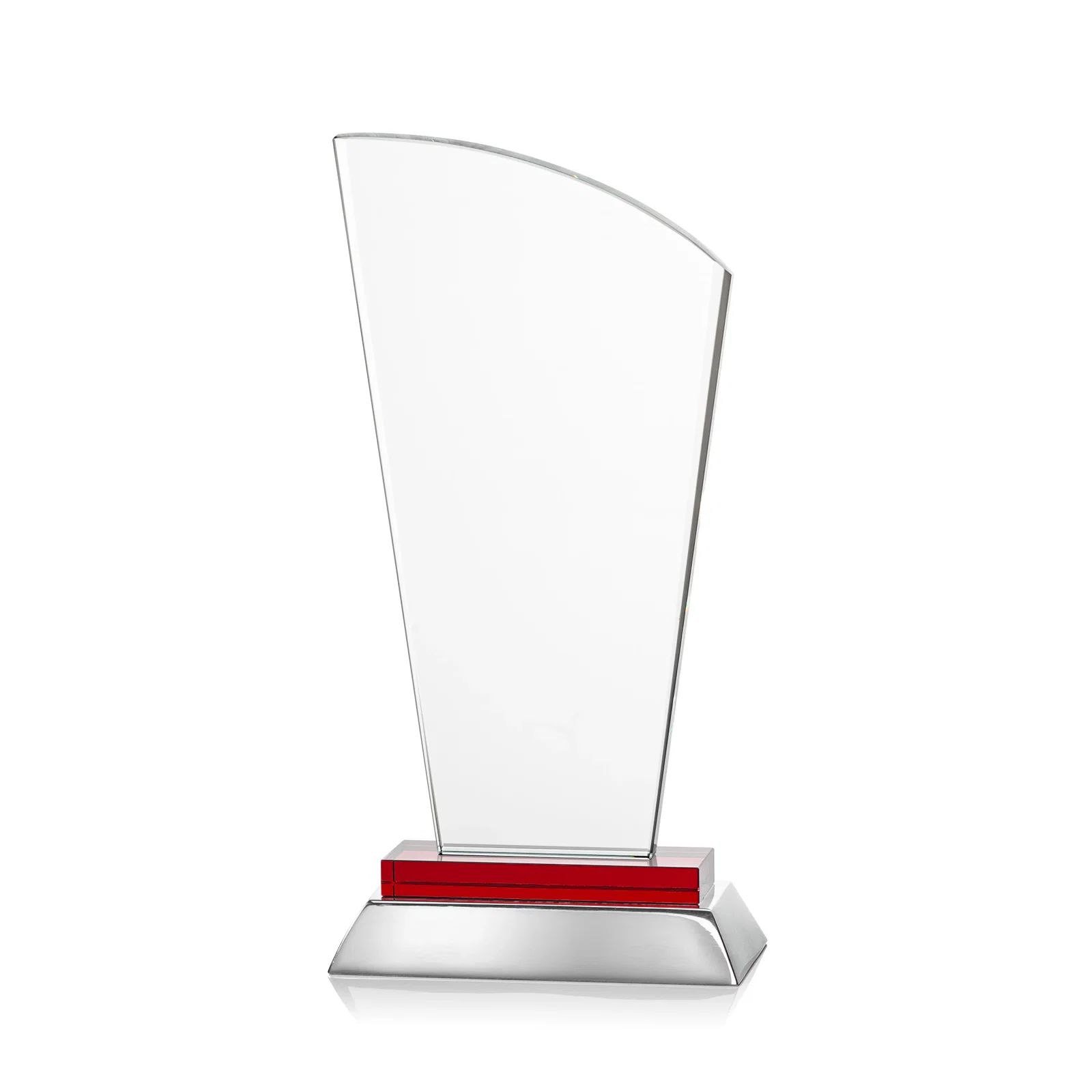 Branded Starfire Crystal Arched-Peak Award, Blue and Aluminum Double Base, metal awards for safety achievement programs