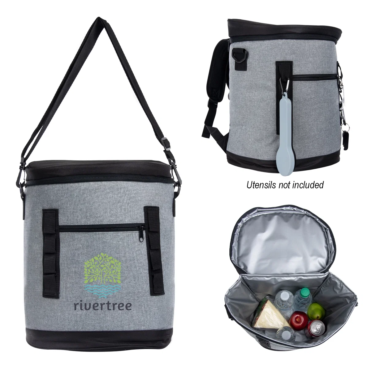 Gray cooler backpack with shoulder straps for hands-free carrying