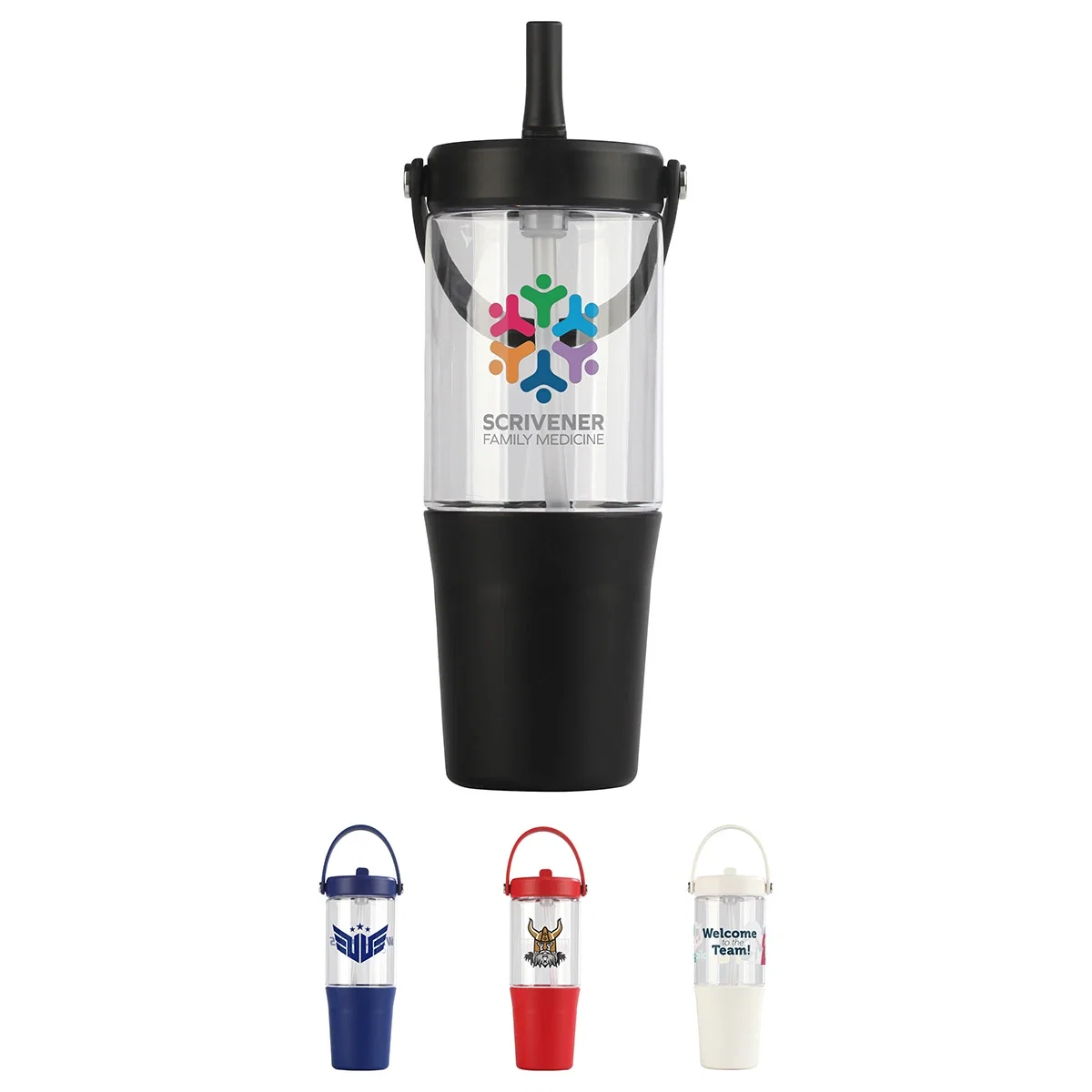 Custom Harbor 40 oz Recycled Tumbler, front view of the branded tumbler with straw