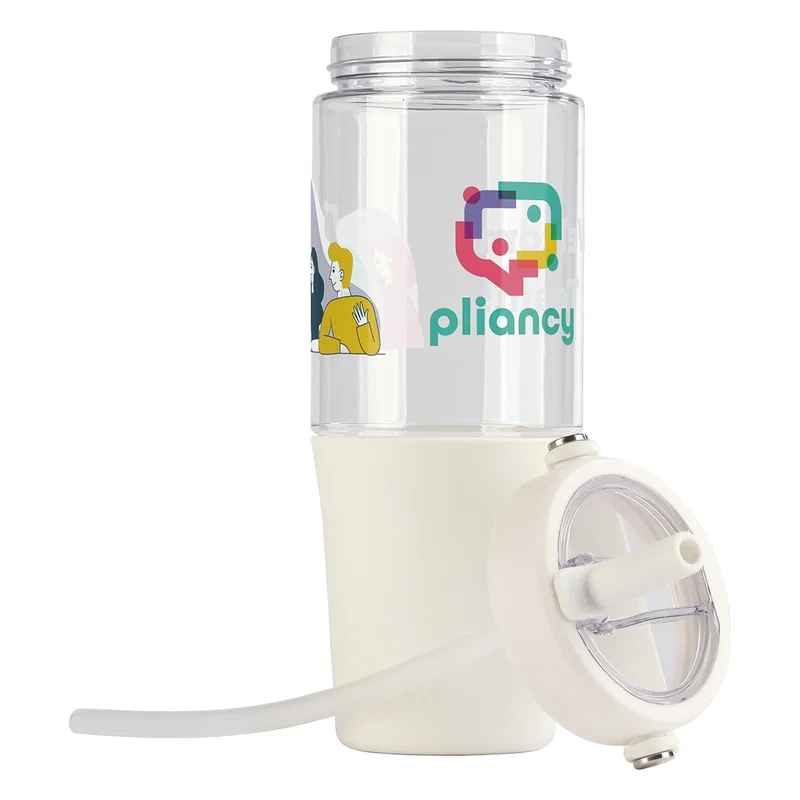 Top-down view of the custom Harbor Tumbler's straw opening
