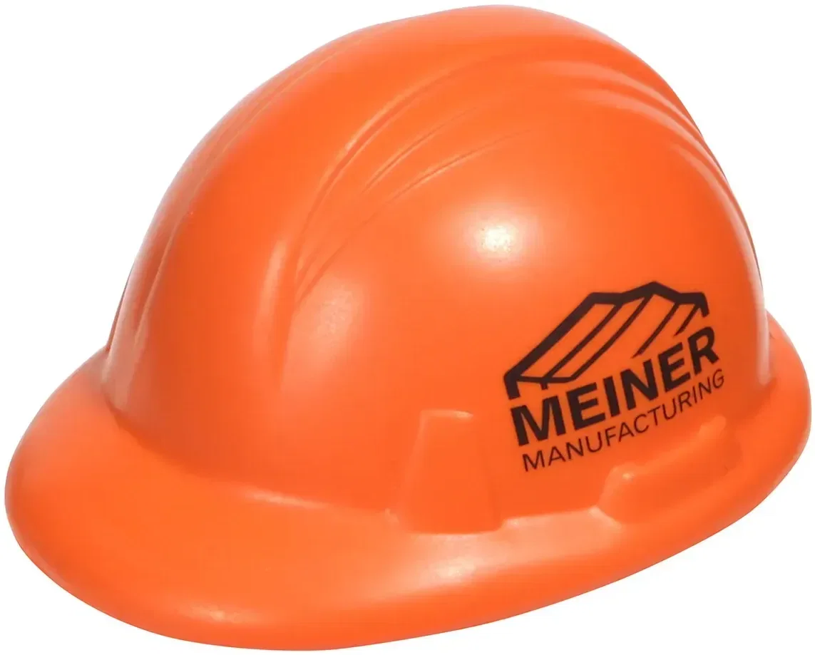 Hard Hat Stress Reliever in an alternate color, a custom promotional work-helmet squeeze toy
