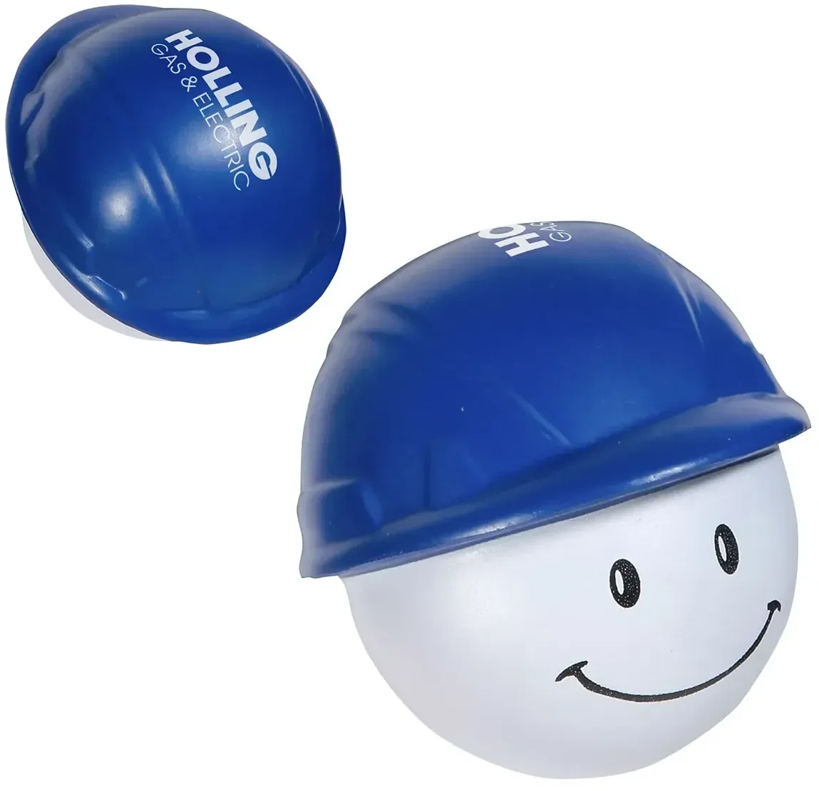 Hard hat mad cap branded stress reliever, close-up of hard hat imprint area for custom logo