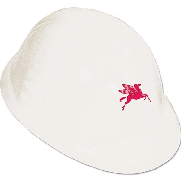 Hard Hat Stress Reliever, squeezable polyurethane construction helmet, front logo view