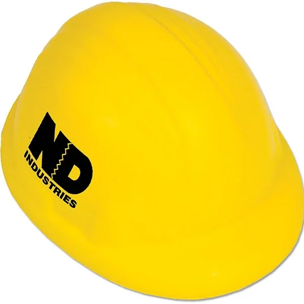 Hard Hat Stress Reliever side angle showing yellow helmet shape and imprint area