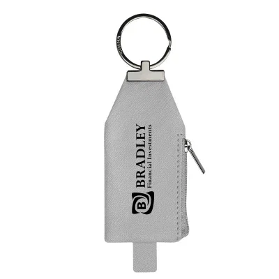 Navy key holder shown flat with a blank imprint panel