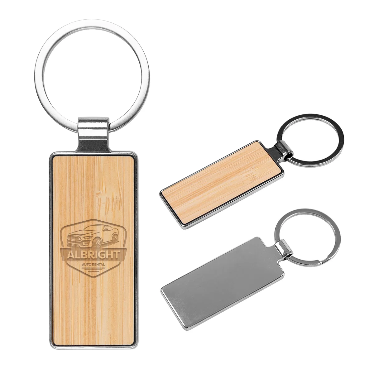 Bamboo key tag shown flat against a plain background