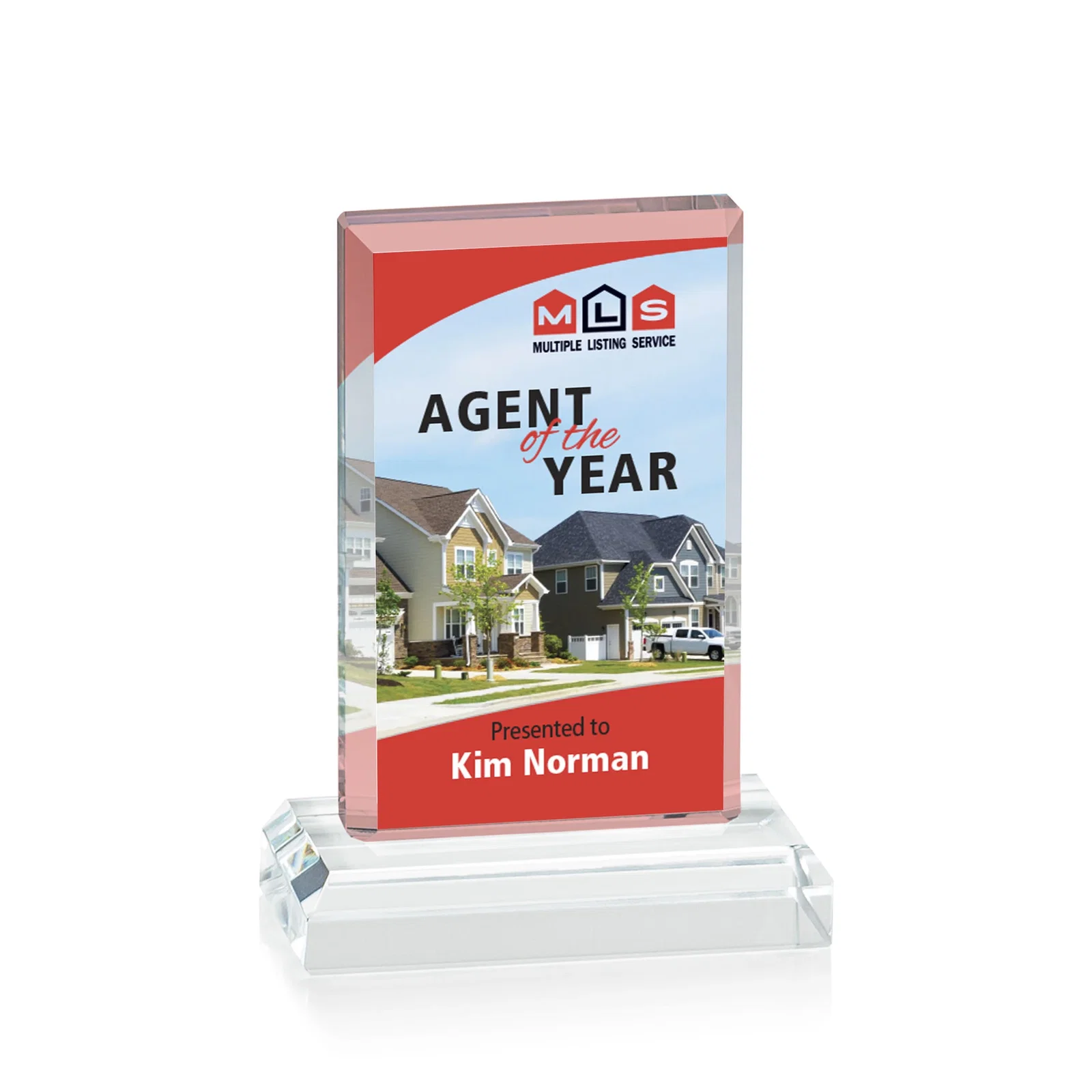 Custom Miniature Optical Crystal Award Cut from One Solid Block, desk awards for team milestone celebrations