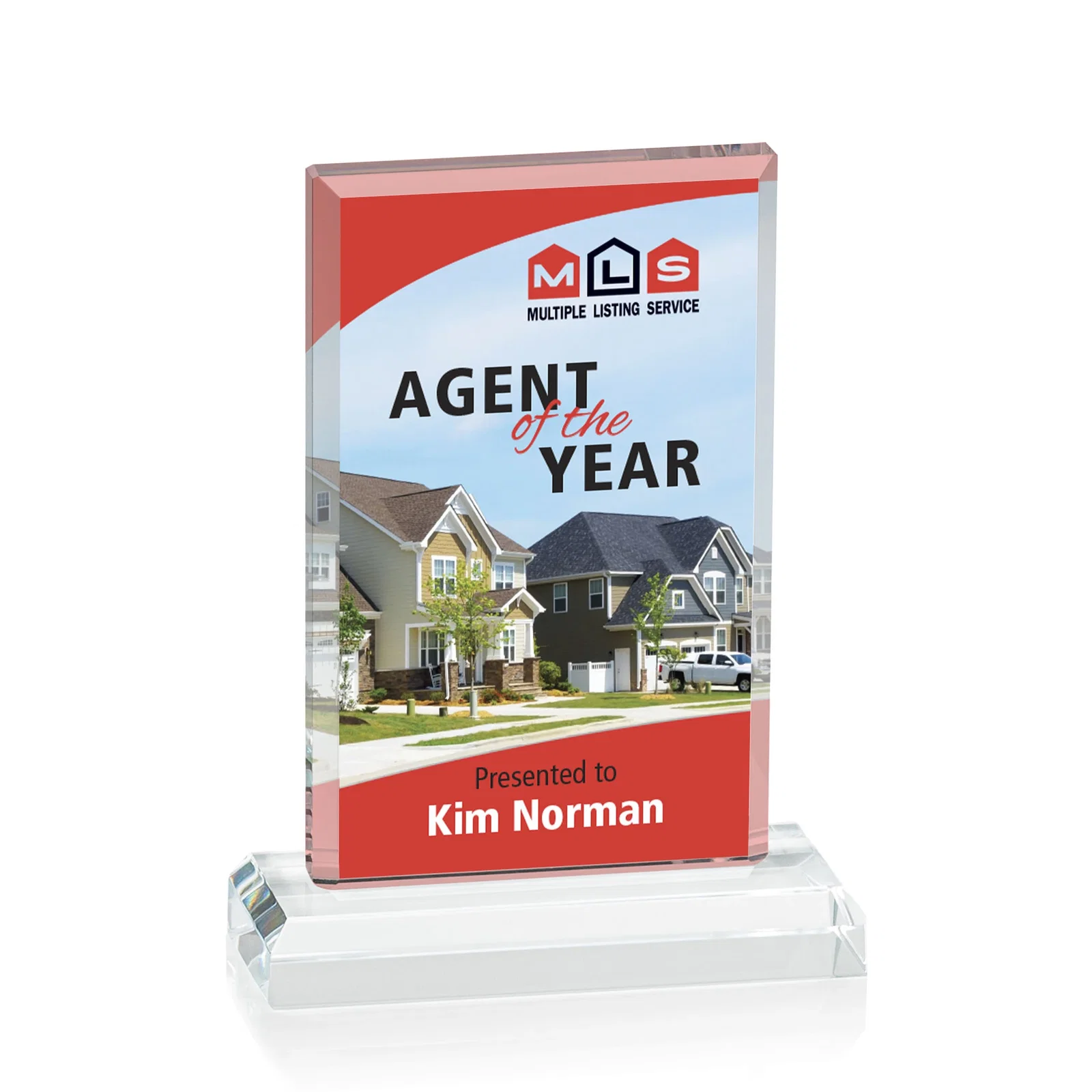 Custom Miniature Optical Crystal Award Cut from One Solid Block, desk awards for donor appreciation