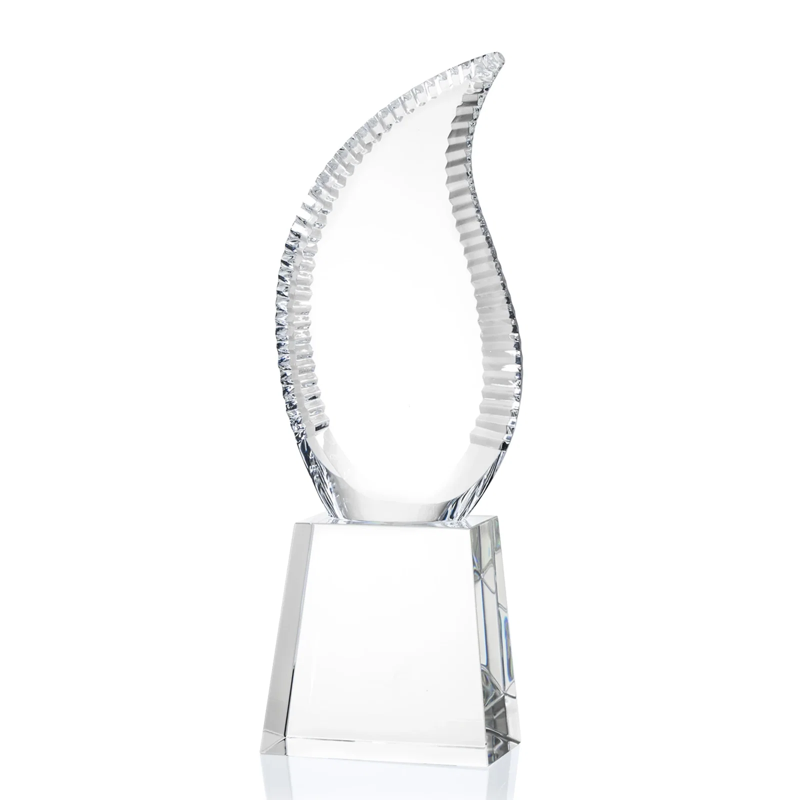 Custom Optical Crystal Flame Award with Scalloped Edges for company anniversary events