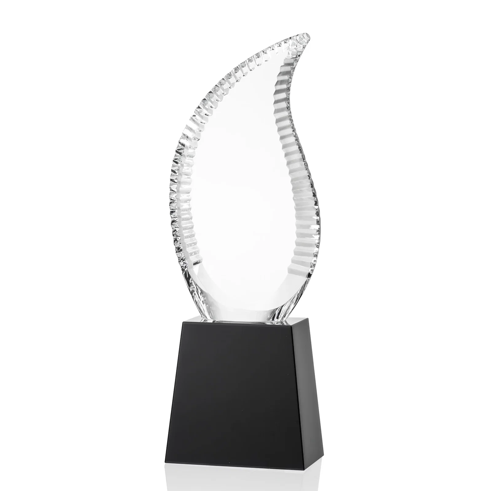 Personalized Optical Crystal Flame Award with Scalloped Edges for employee recognition