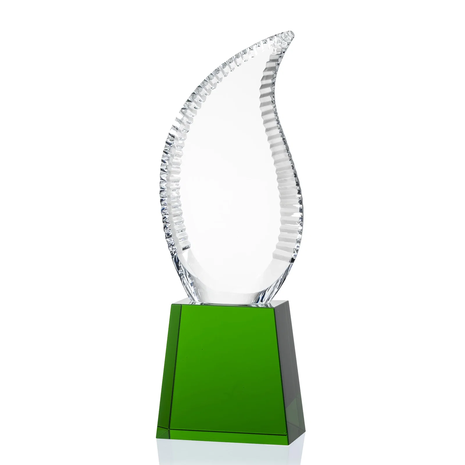 Personalized Optical Crystal Flame Award with Scalloped Edges for service anniversary gifts
