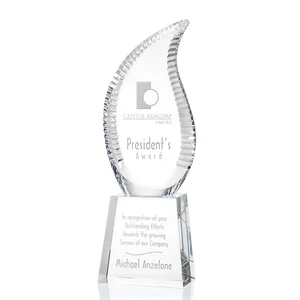 Optical Crystal Flame Award with Scalloped Edges