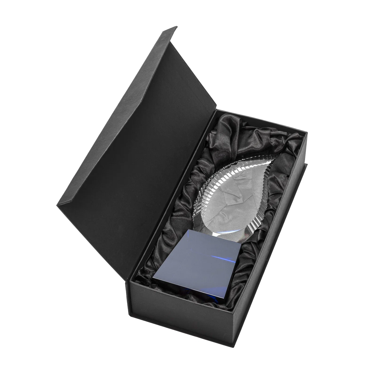Custom Optical Crystal Flame Award with Scalloped Edges for team milestone celebrations