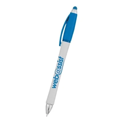 Rubber stylus tip capping one end of the writing tool