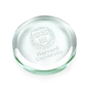 Round Jade Glass Paperweight, 3.5" x 0.625" with Domed Top