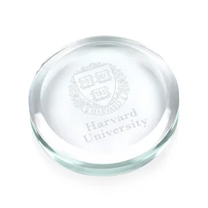 Round Starfire Crystal Paperweight, 3.5" x 0.625" with Domed Top