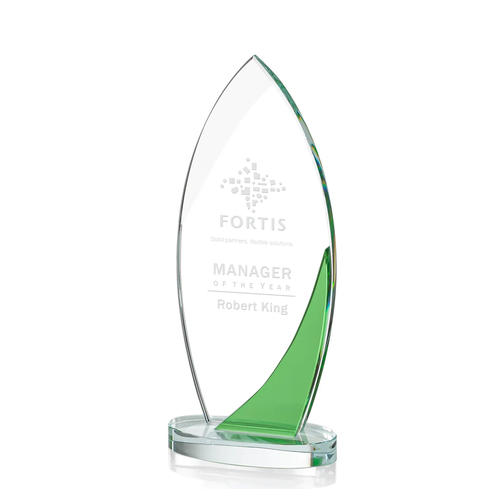 Custom Optical Crystal Arch Award, Surfboard Silhouette With Sapphire, awards for safety achievement programs