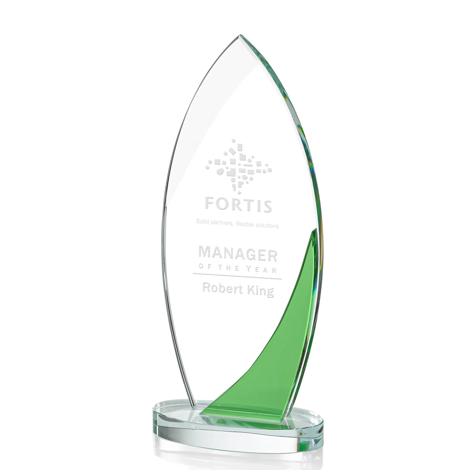 Custom Optical Crystal Arch Award, Surfboard Silhouette With Sapphire, awards for volunteer appreciation