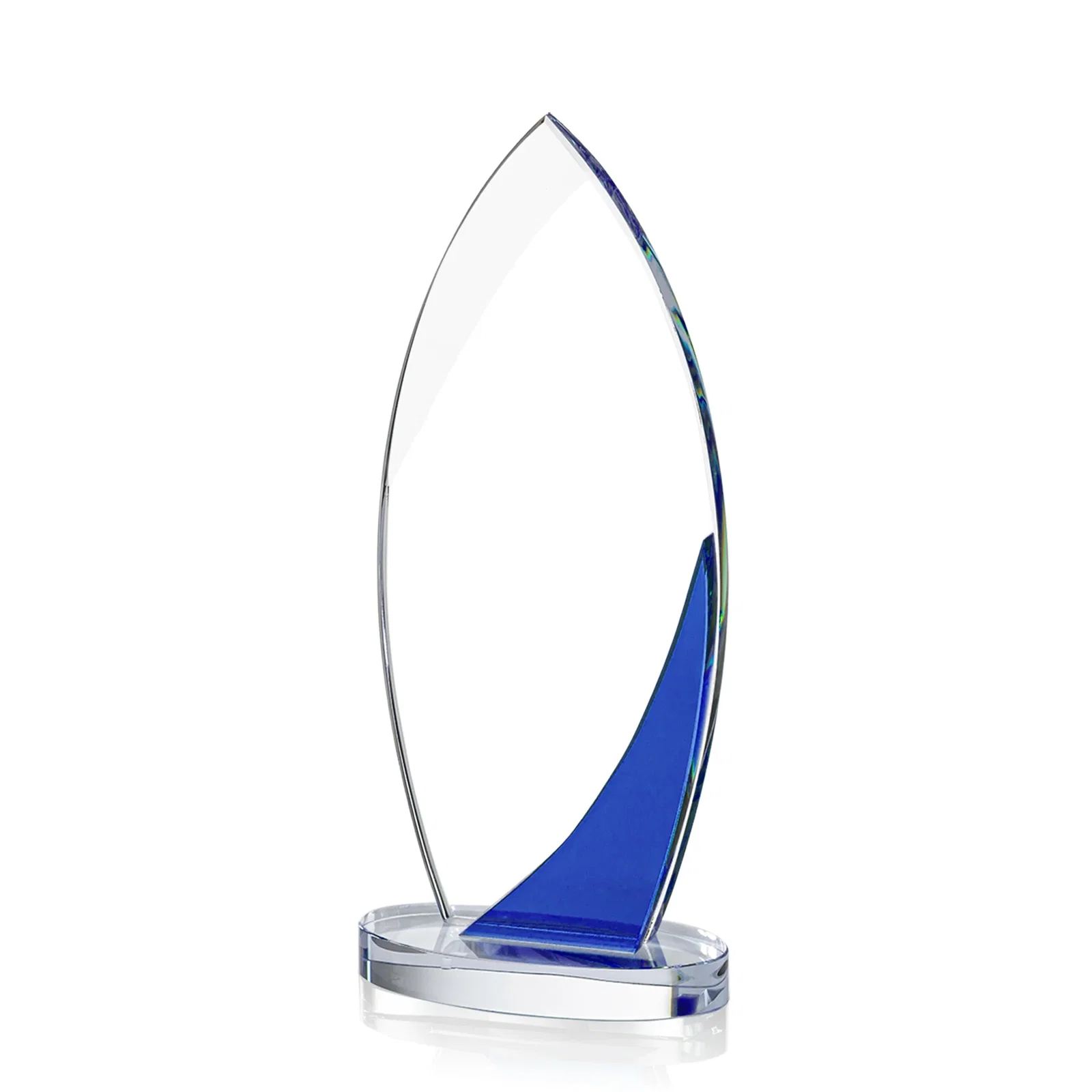 Personalized Optical Crystal Arch Award, Surfboard Silhouette With Sapphire, awards for employee recognition