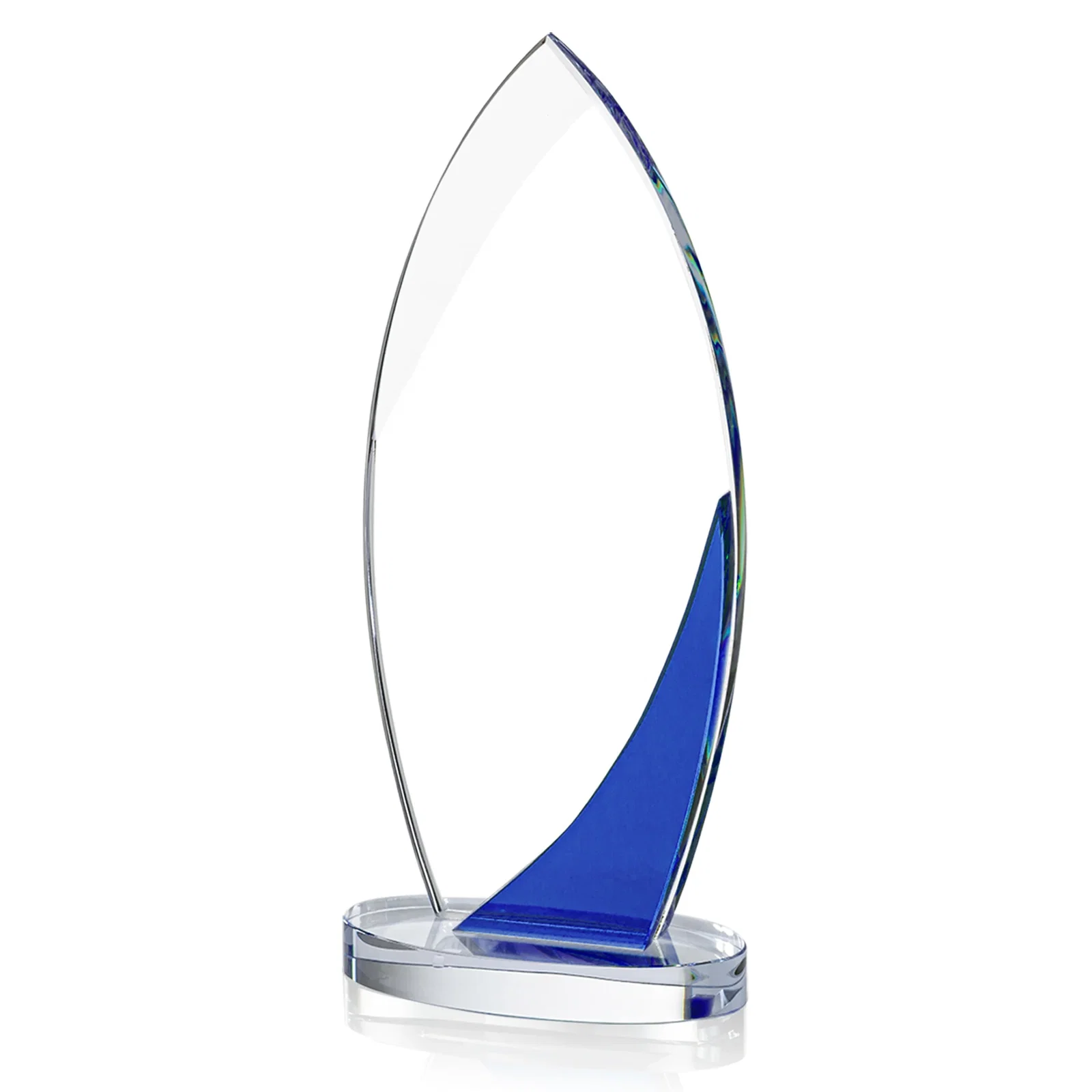 Personalized Optical Crystal Arch Award, Surfboard Silhouette With Sapphire, awards for corporate award ceremonies