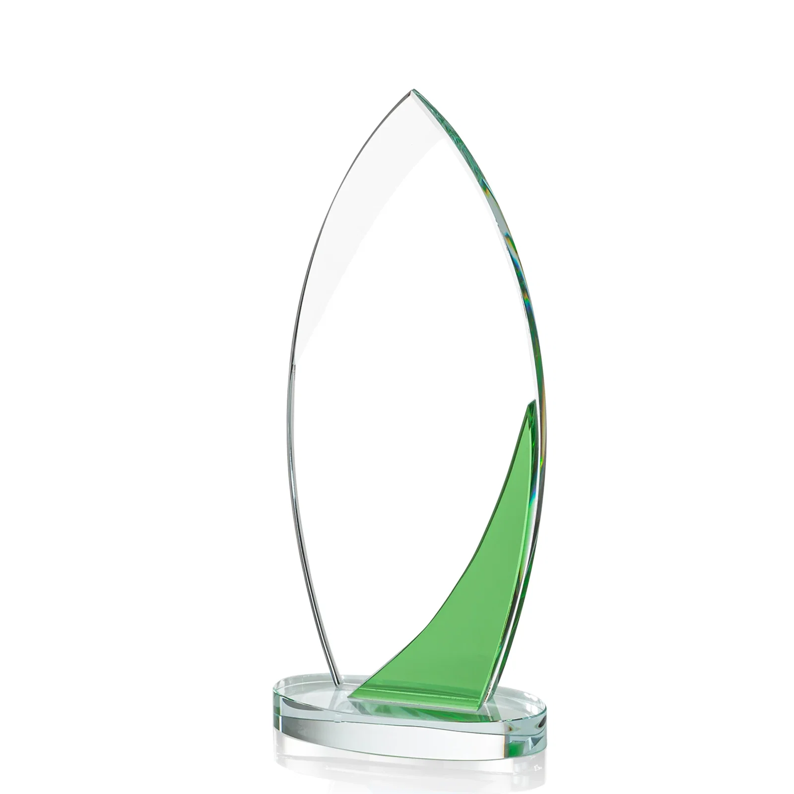 Personalized Optical Crystal Arch Award, Surfboard Silhouette With Sapphire, awards for team milestone celebrations
