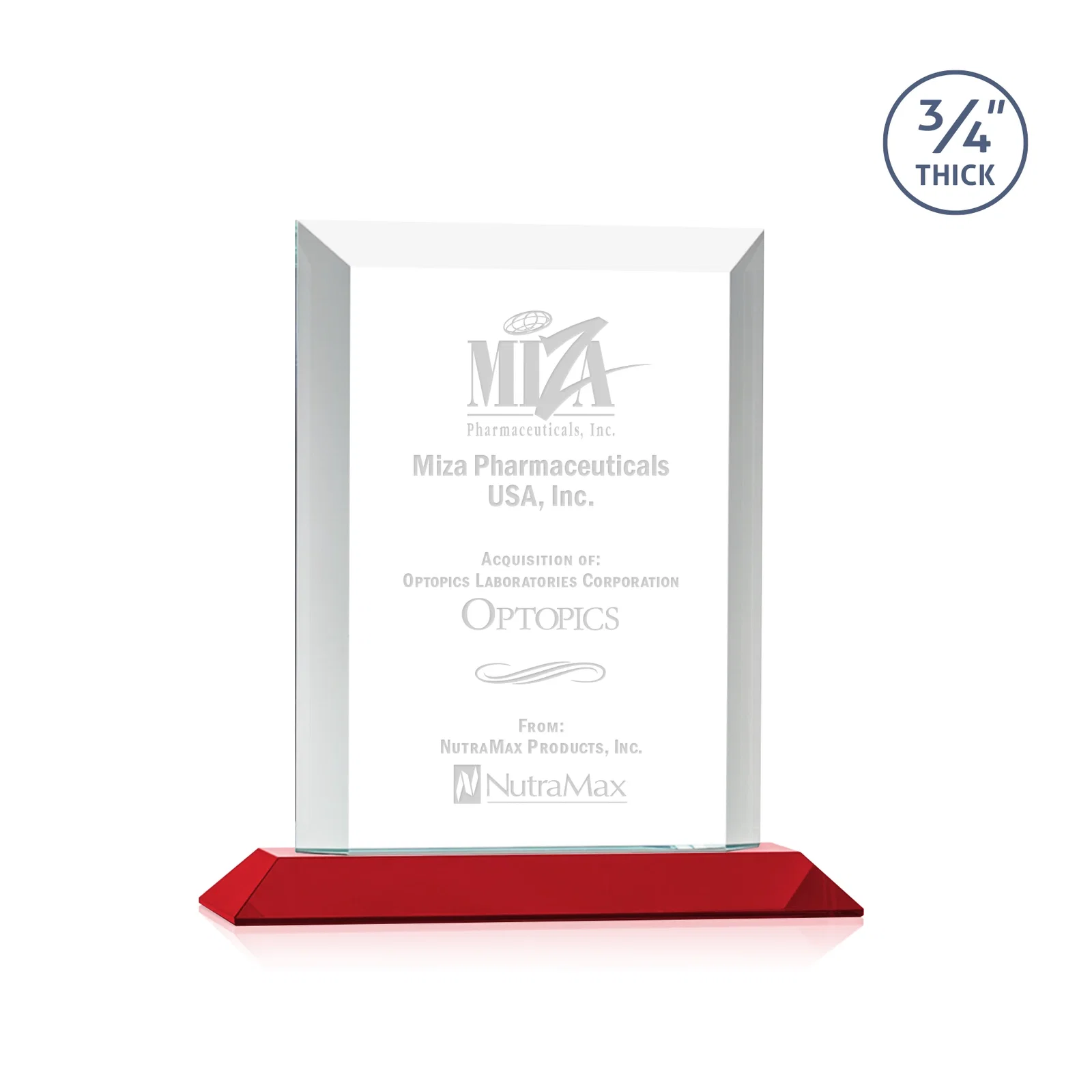 Promotional Three-Quarter-Inch Starfire Rectangle with Bevel-Framed Window, awards for graduation ceremonies