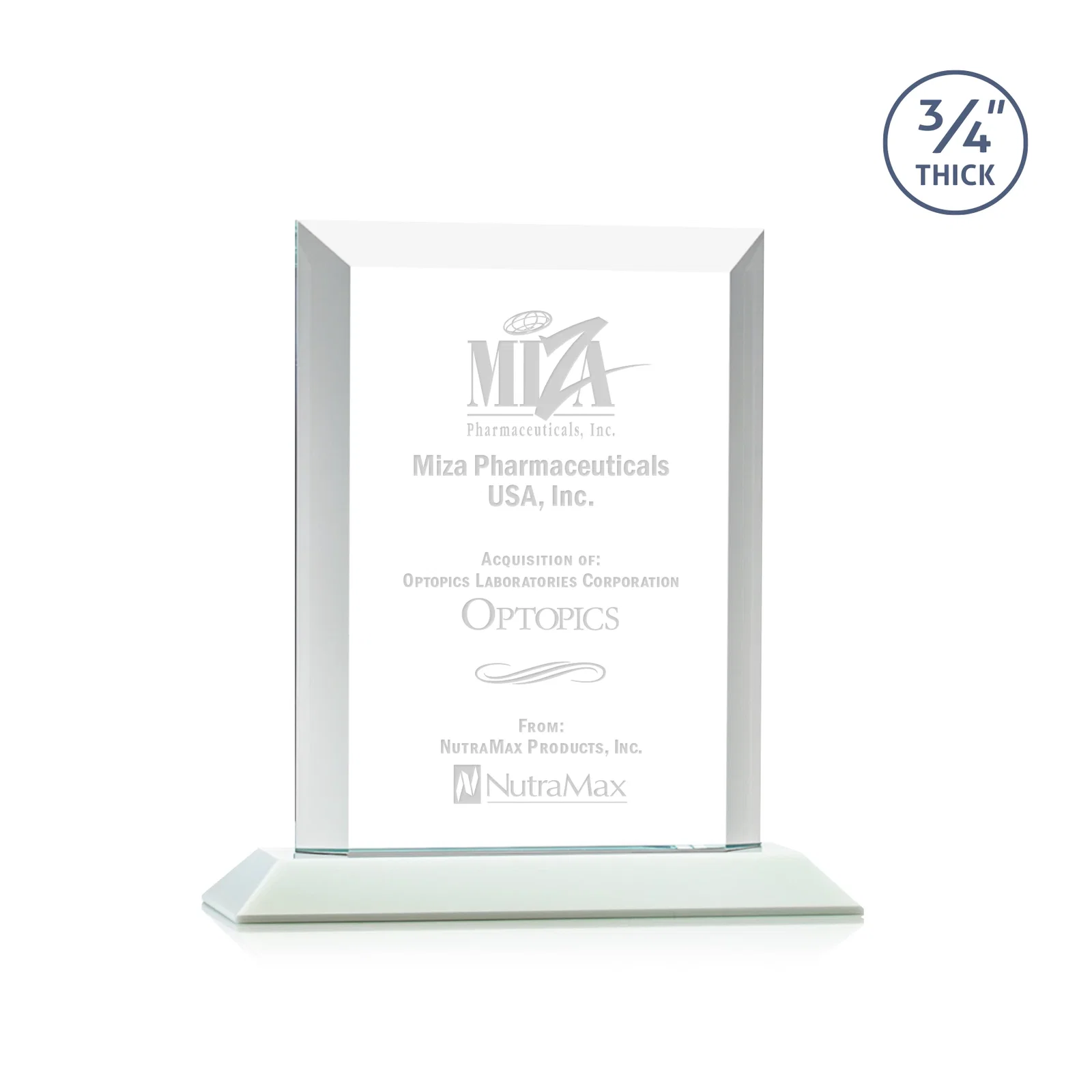 Branded Three-Quarter-Inch Starfire Rectangle with Bevel-Framed Window, awards for graduation ceremonies