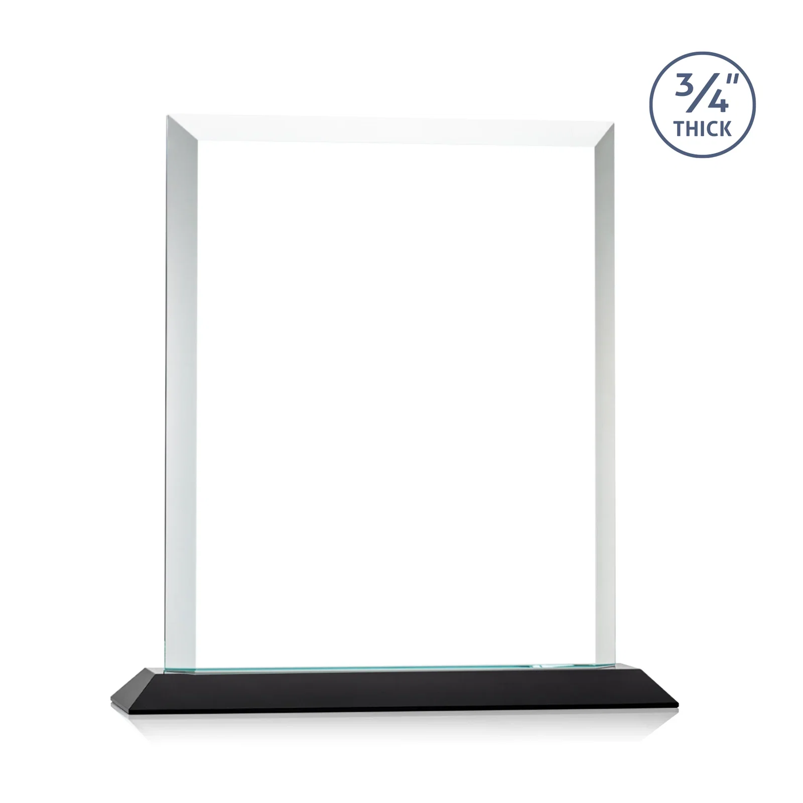 Custom printed Three-Quarter-Inch Starfire Rectangle with Bevel-Framed Window, awards for service anniversary gifts