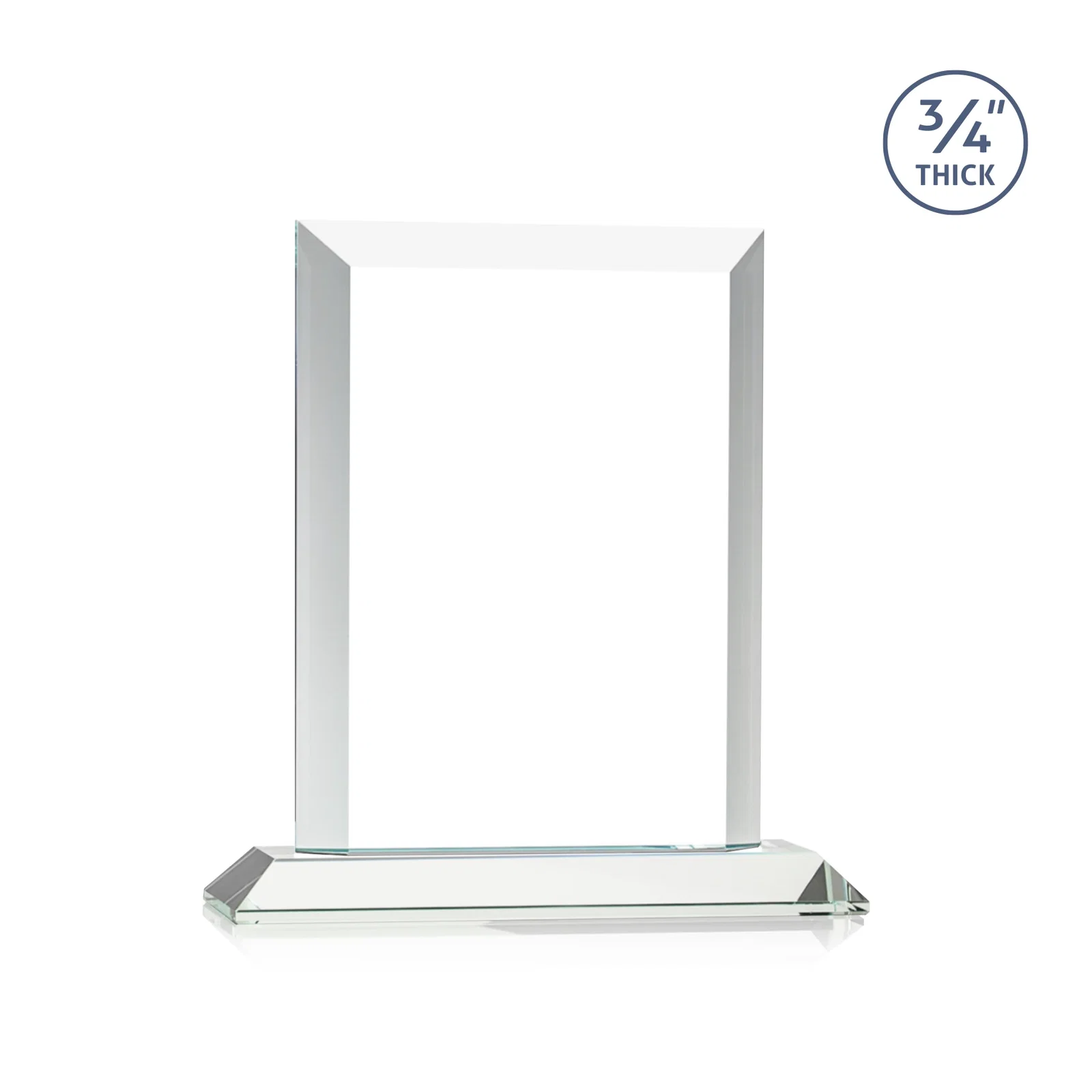 Custom printed Three-Quarter-Inch Starfire Rectangle with Bevel-Framed Window, awards for retirement presentations