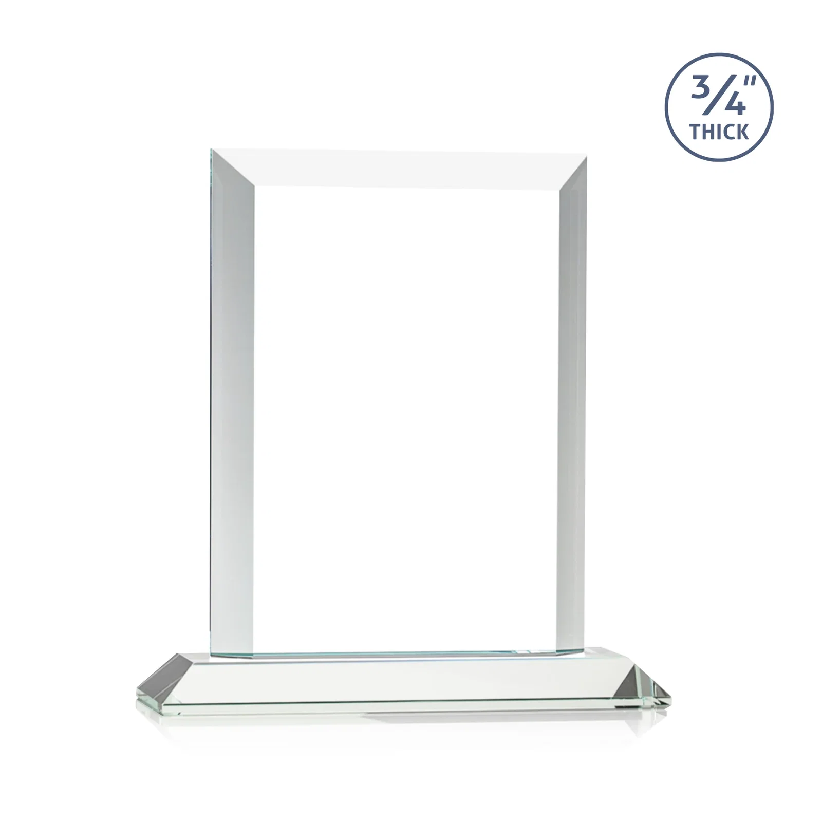 Custom printed Three-Quarter-Inch Starfire Rectangle with Bevel-Framed Window, awards for team milestone celebrations